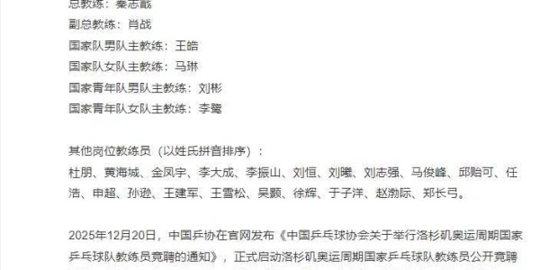 金年会APP-国乒高层大洗牌！3人上桌，2人换桌，1人下桌，肖战王皓位列其中